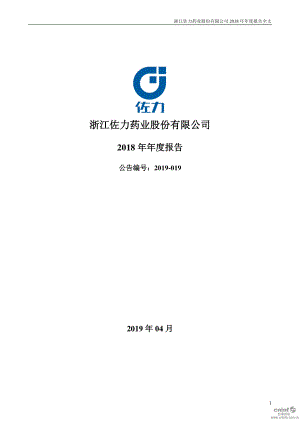 佐力药业：2018年年度报告.PDF
