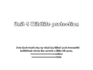Unit 4 Wildlife protection.ppt