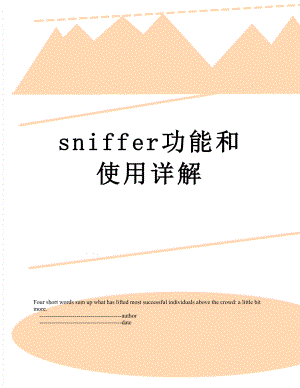 sniffer功能和使用详解.doc