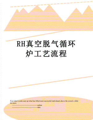 RH真空脱气循环炉工艺流程.doc