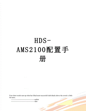 HDS-AMS2100配置手册.doc