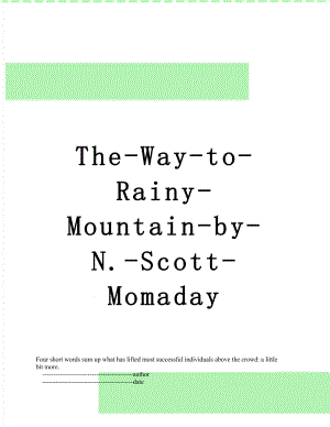 The-Way-to-Rainy-Mountain-by-N.-Scott-Momaday.doc