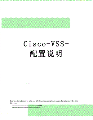 Cisco-VSS-配置说明.doc