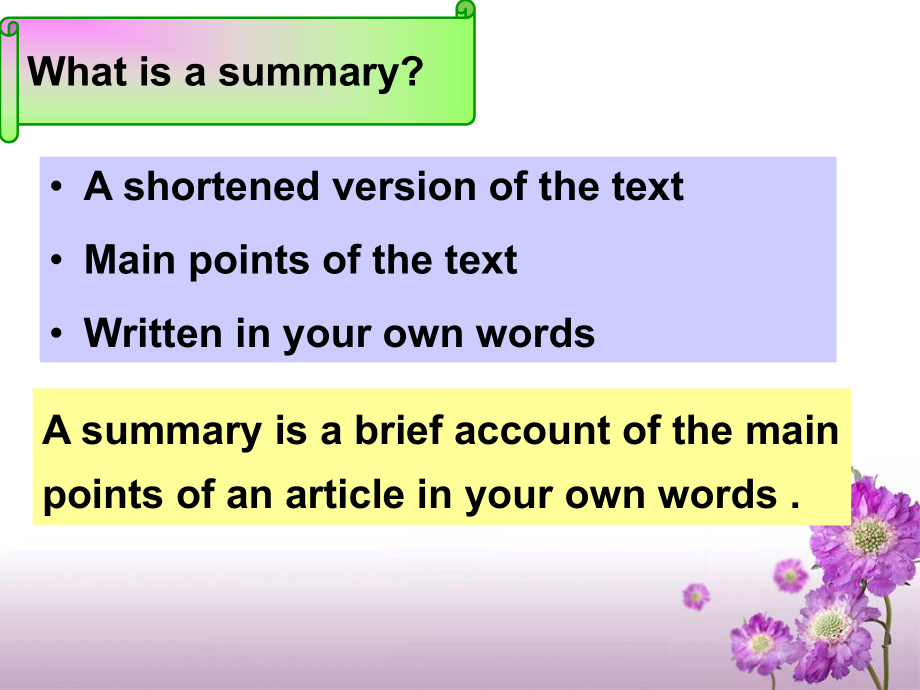 HOW-TO-WRITE-A-SUMMARY怎样写一个英语总结.ppt_第2页