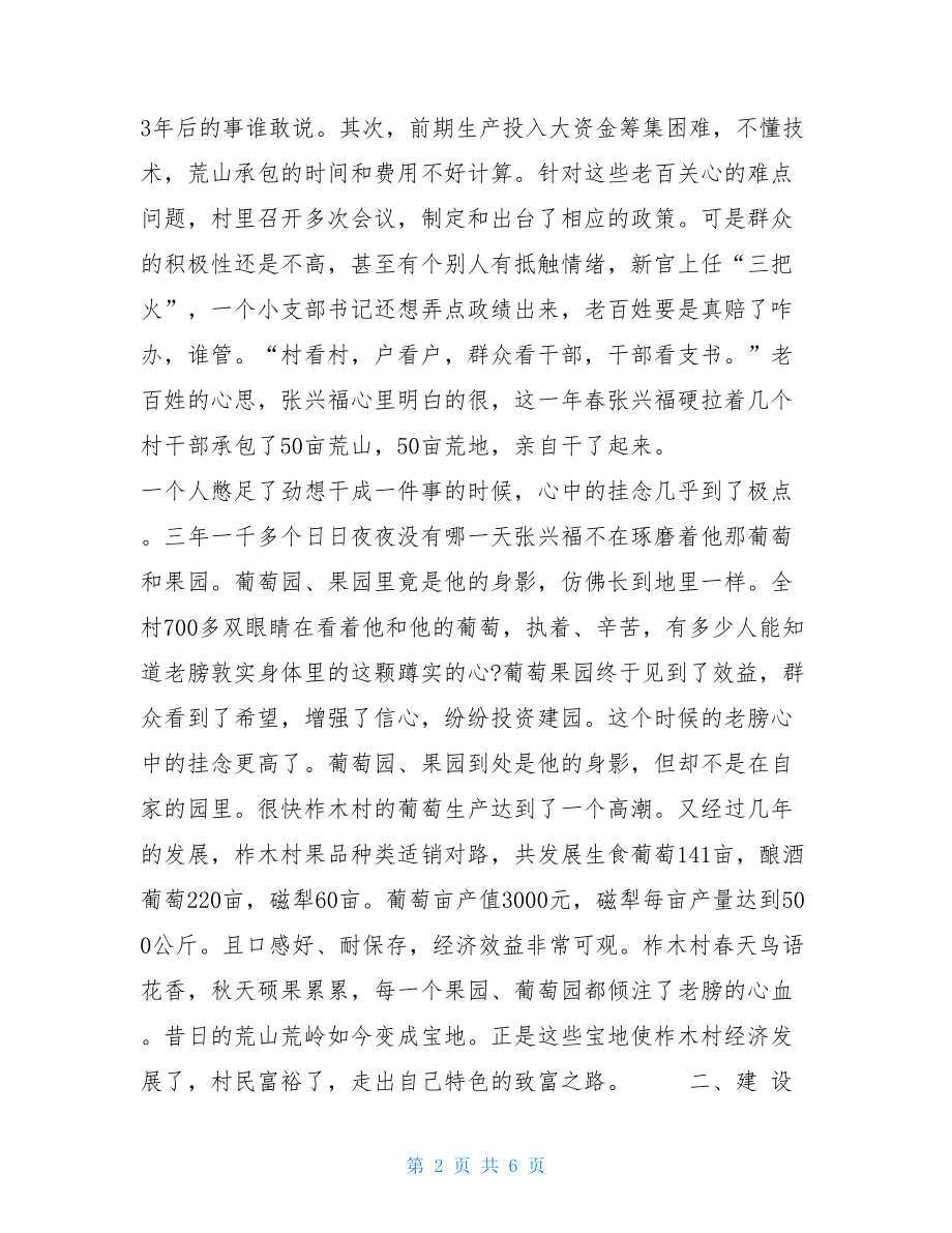 农村党支部书记_农村先进党支部书记典型材料.doc_第2页