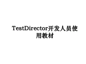 TestDirector开发人员使用教材.ppt