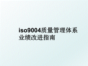 iso9004质量体系业绩改进指南.ppt