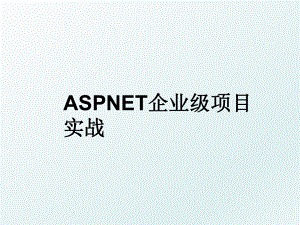 ASPNET企业级项目实战.ppt