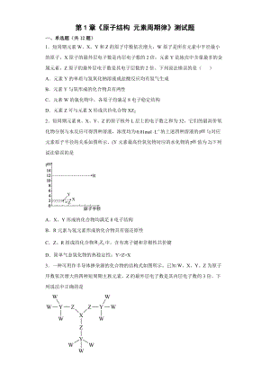 第1章原子结构 元素周期律测试题-高一下学期鲁科版(2019)化学必修第二册.docx