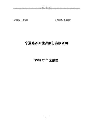 嘉泽新能：2018年年度报告.PDF