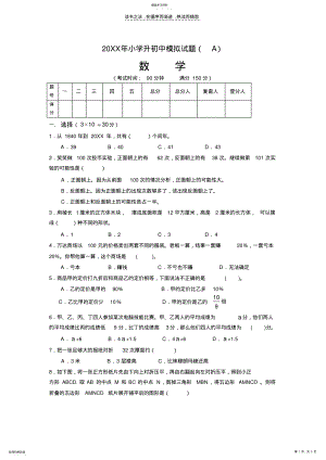 2022年小学升初中数学模拟试卷 .pdf