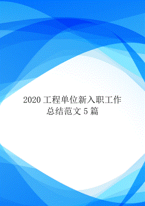 2020工程单位新入职工作总结范文5篇.doc