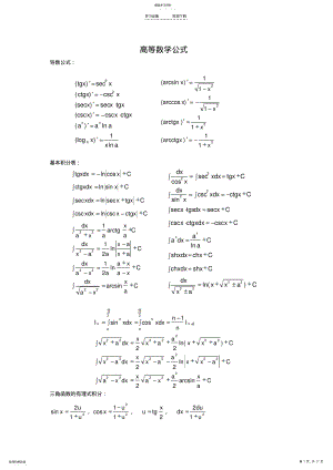 2022年高等数学公式大全以及初等函数图像 .pdf