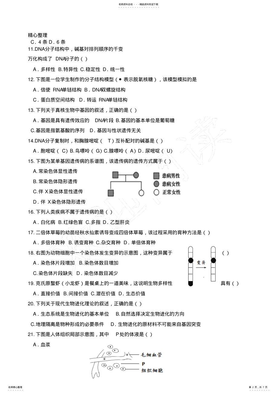 2022年江苏小高考生物试题 2.pdf_第2页