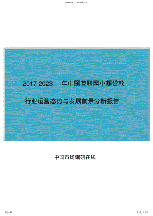 2022年中国互联网小额贷款行业研究报告 .pdf