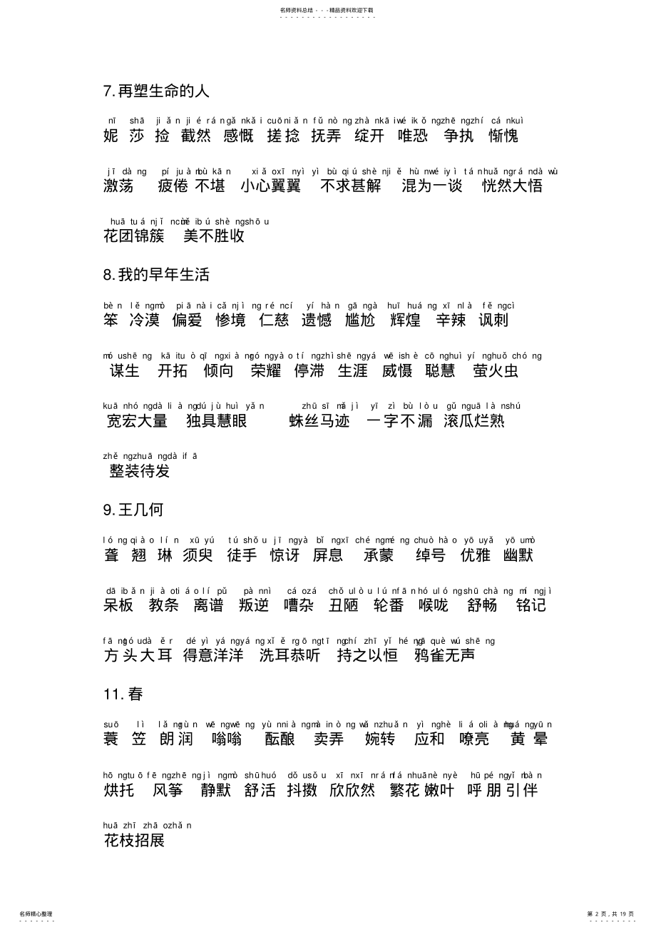 2022年人教版初中语文七至九年级词语总汇 .pdf_第2页