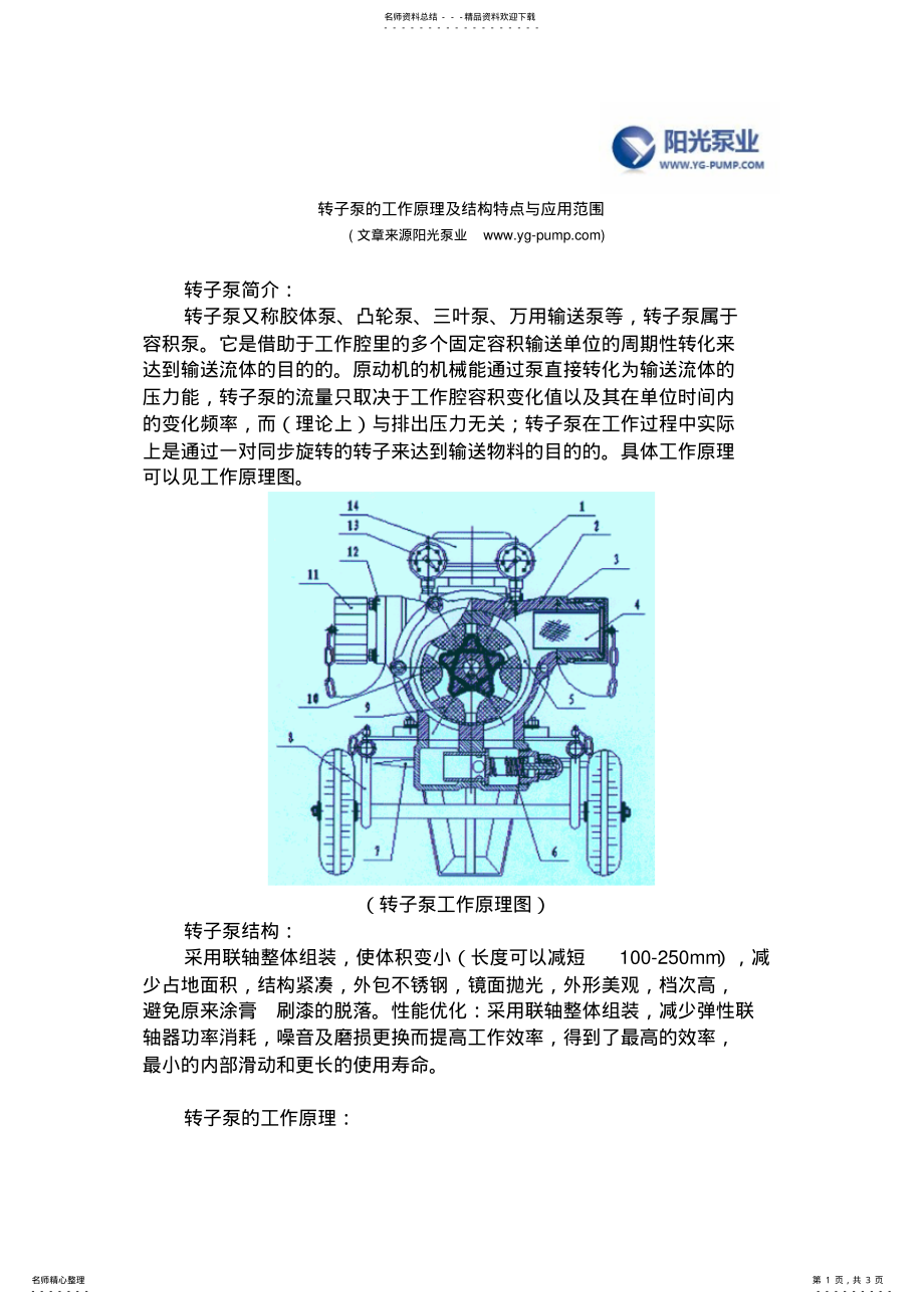 2022年转子泵的工作原理及结构特点与应用范围文件 .pdf_第1页