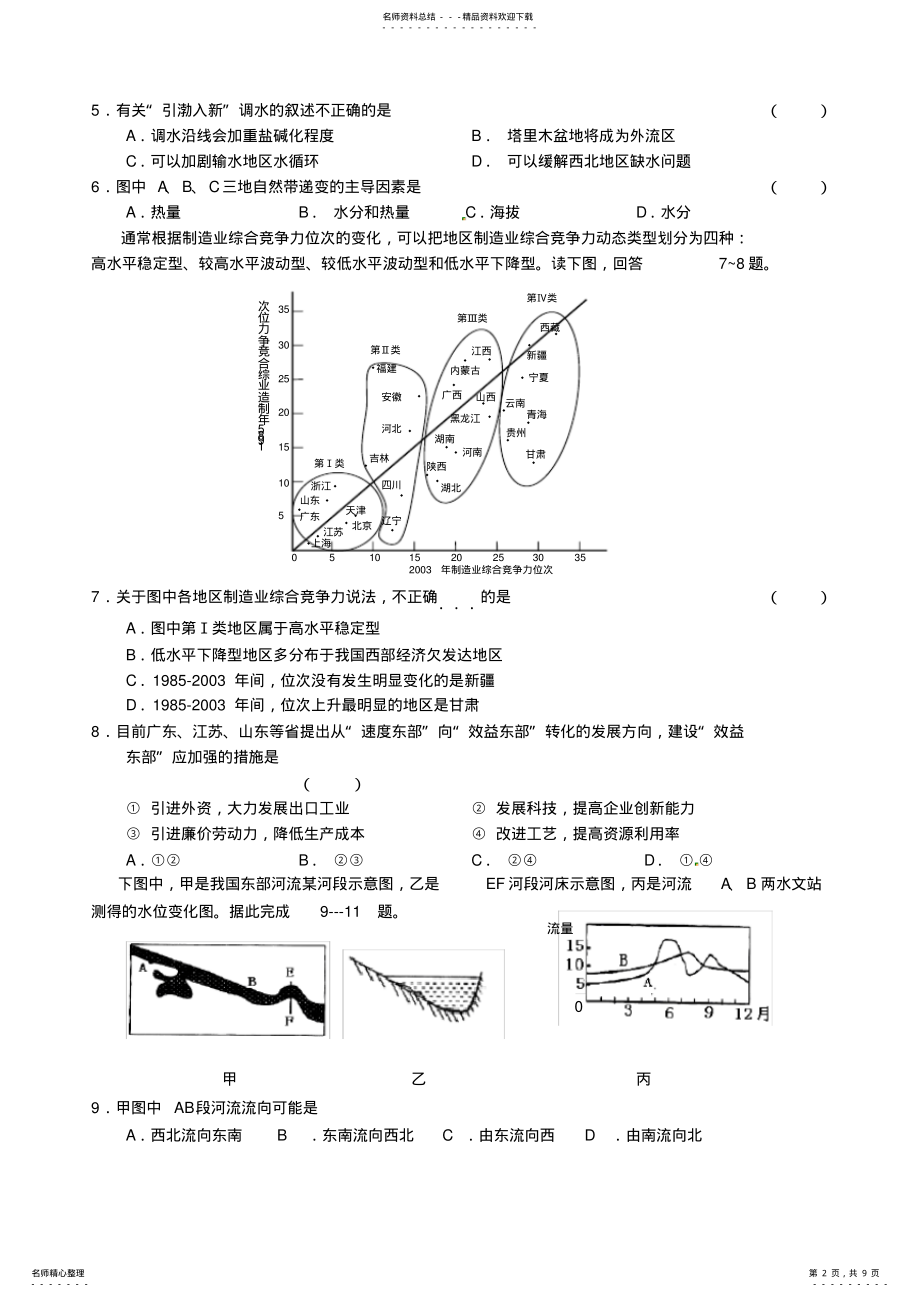 2022年高中地理中国地理练习题五 .pdf_第2页