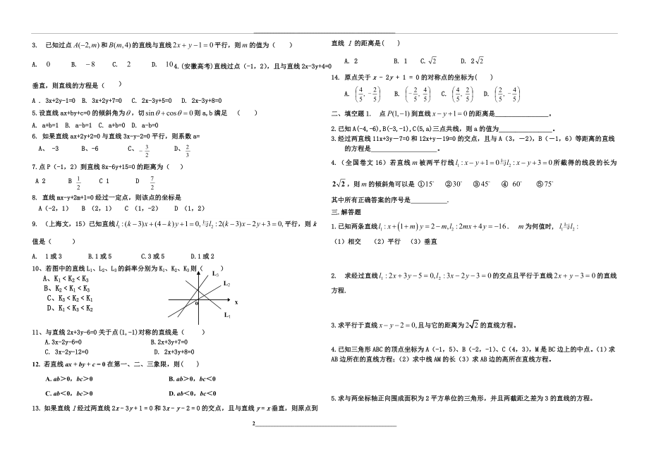 高中数学必修二第三章直线与方程知识点总结.doc_第2页