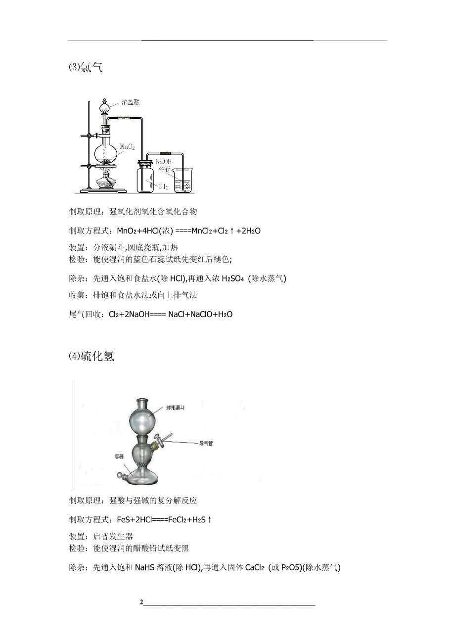 高中化学常见气体制取装置图和方程式.doc_第2页