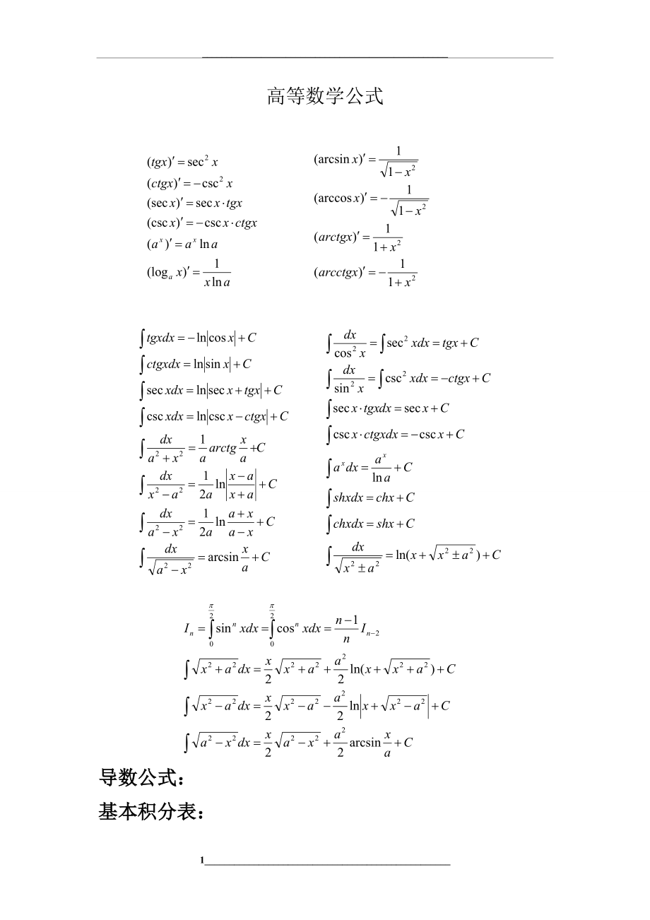 高等数学公式大全(完整版).doc_第1页