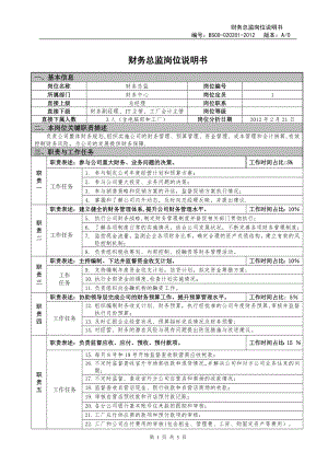 财务总监岗位说明书-(2).docx