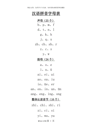 汉语拼音字母表归类(可直接用A4纸打印).doc