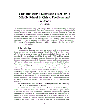 Communicative Language Teaching in Middle School in China Problems and Solutions英语论文.doc