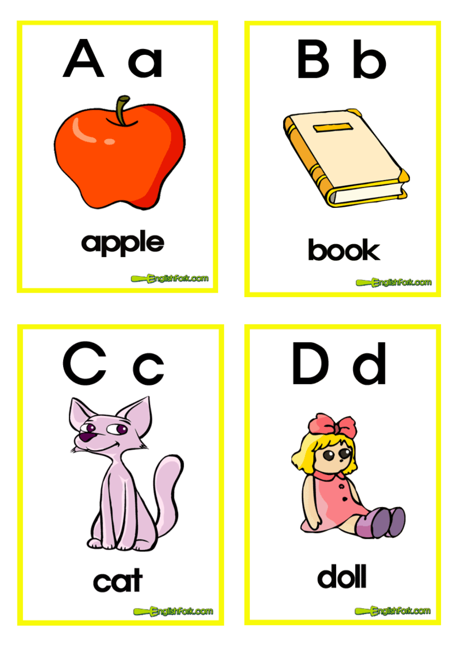 小学英语字母卡片(教学图片)带简单单词.doc_第1页