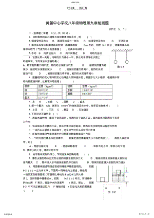 2022年沪粤版八年级物理第九章检测题 .pdf