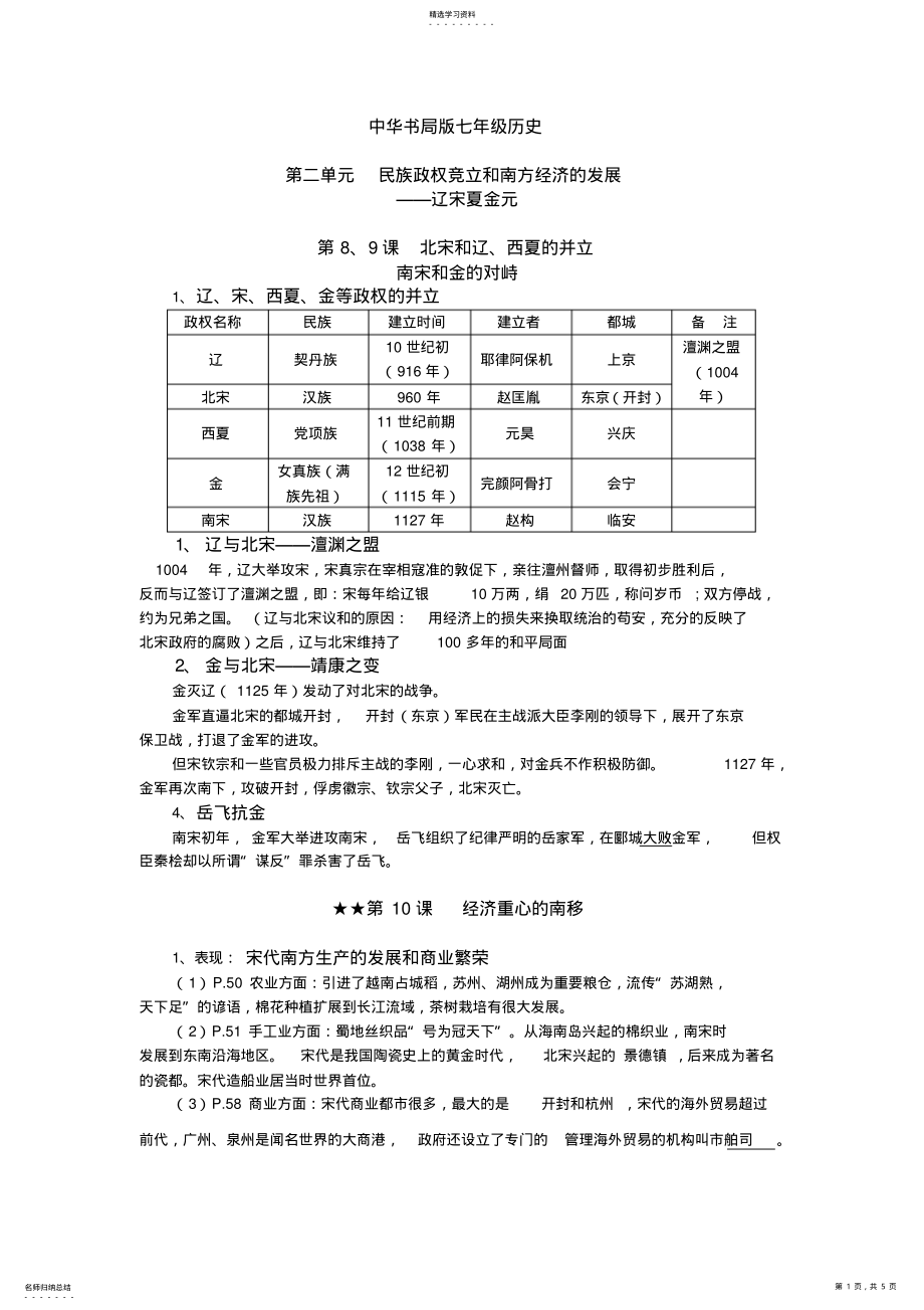 中华版七年级历史下册第二单元知识总结 .pdf_第1页
