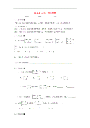 2021七年级数学下册 10.2.2 二元一次方程组导学案（新版）苏科版.doc