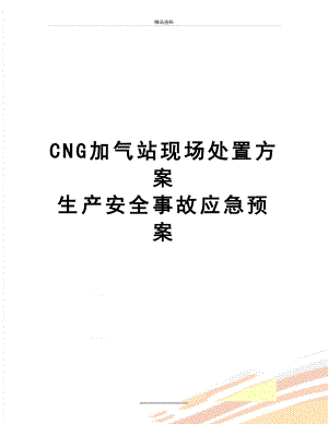 最新CNG加气站现场处置方案 生产安全事故应急预案.doc
