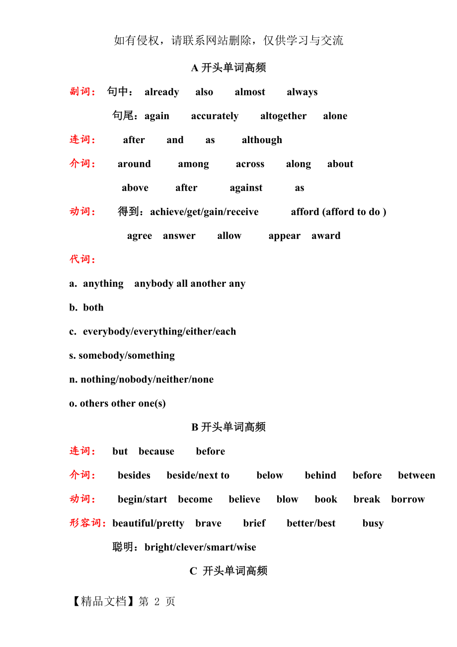 上海初三中考英语首字母高频词汇14页word文档.doc_第2页