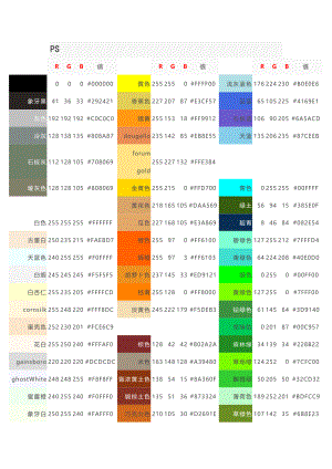 PS常用RGB颜色表.doc