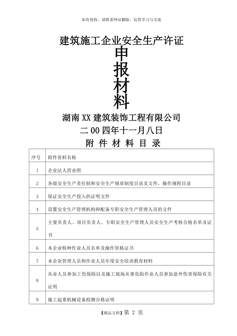 公司安全生产许可证申报材料(湖南).doc_第2页