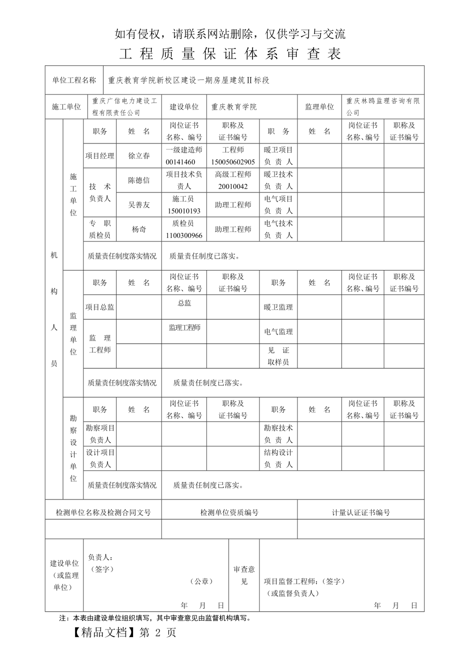 工程质量保证体系审查表 (1)word精品文档3页.doc_第2页