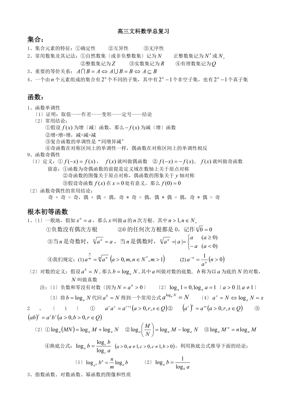 高考文科数学总复习知识点.docx_第1页