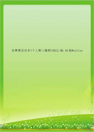 品牌建设实务(个人精心编制)2012.06.16版teliss.doc