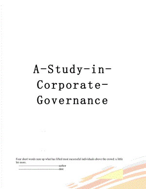 最新A-Study-in-Corporate-Governance.doc