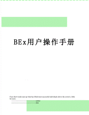 最新BEx用户操作手册.doc