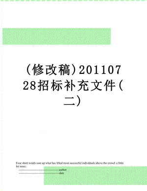 最新(修改稿)0728招标补充文件(二).doc