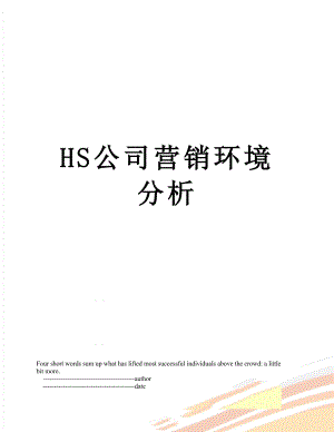 最新HS公司营销环境分析.doc