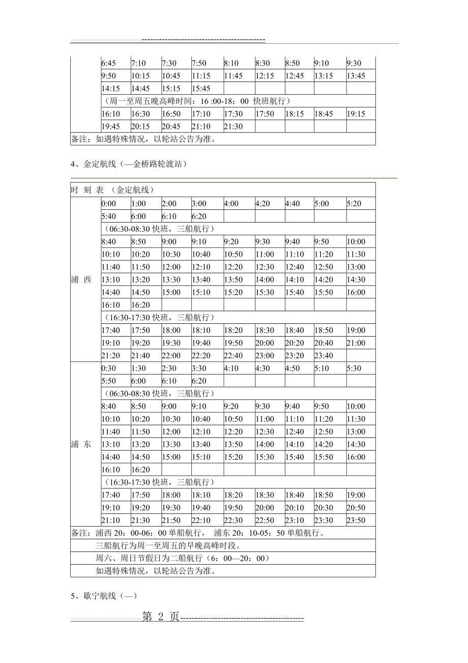 上海全部轮渡时刻表汇总(10页).doc_第2页