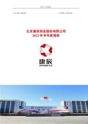 康辰药业：康辰药业2022年半年度报告.PDF