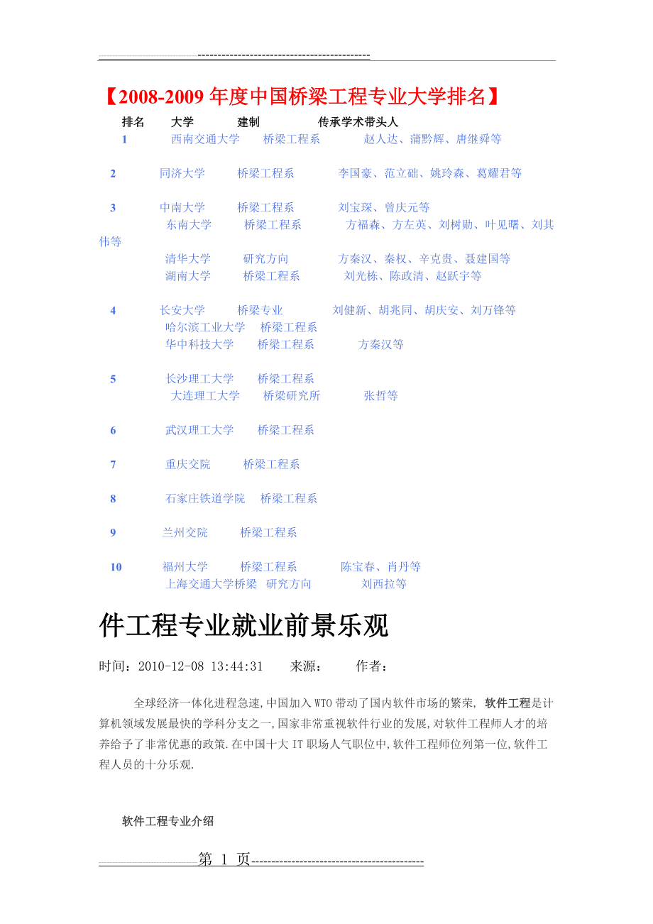 中国桥梁工程专业大学排名(8页).doc_第1页