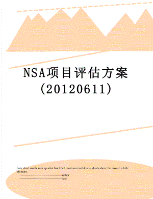 最新nsa项目评估方案(0611).doc