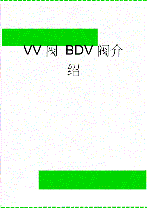 VV阀 BDV阀介绍(4页).doc