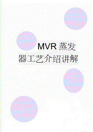 MVR蒸发器工艺介绍讲解(8页).doc