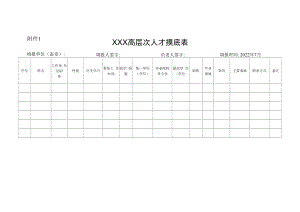 XXX高层次人才摸底表(2).docx